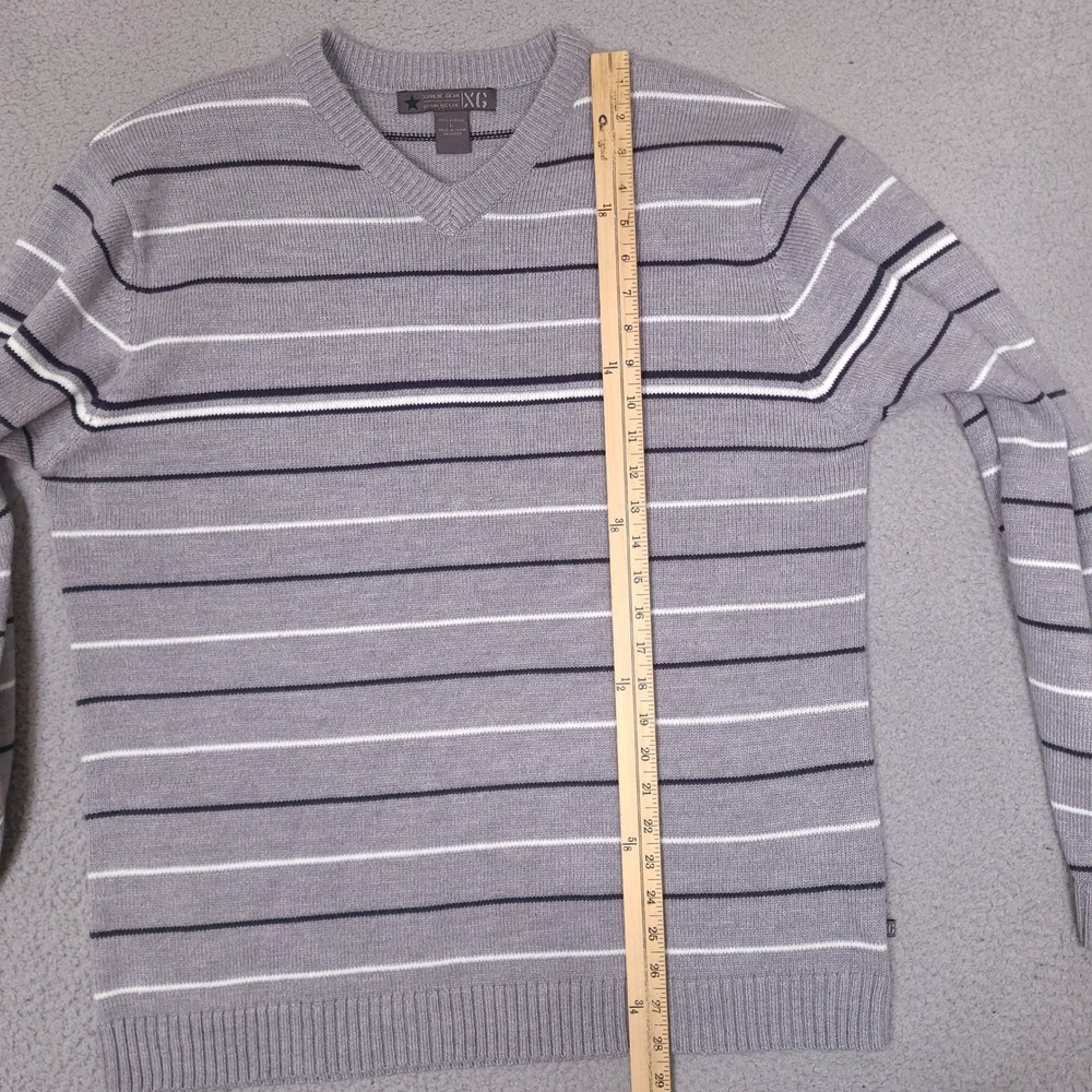 Xtreme Gear Surplus Ltd Sweater Mens Large Gray Striped V-Neck Acrylic Knit - Picture 6 of 9